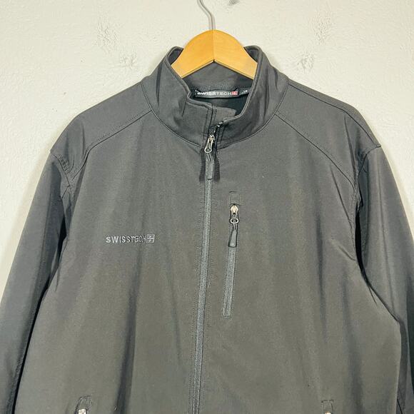 Swiss Tech Full Zip Jacket Performance Black Casual Mock Neck - L - Picture 3 of 4